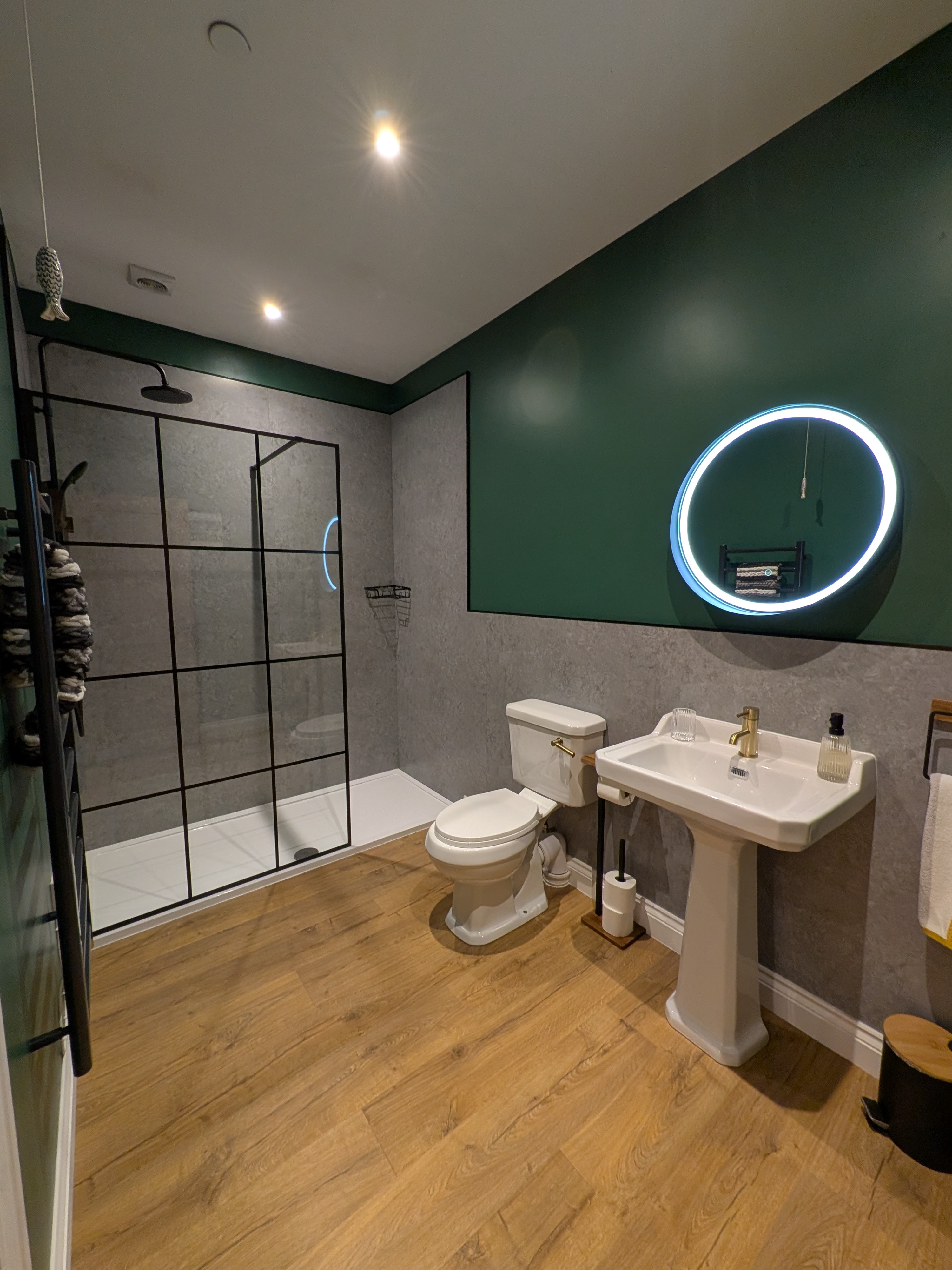 Bathroom with low-profile shower